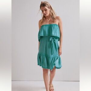 Daily Practice by Anthropologie Malibu 
Mini Dress Turquoise Strapless Small P